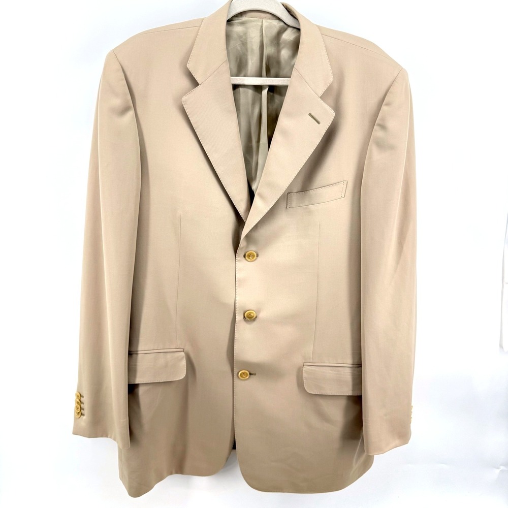 Ermenegildo Zegna Blazer Sports Coat Mens 52 Long Tan 100% Wool 3-Button Italian